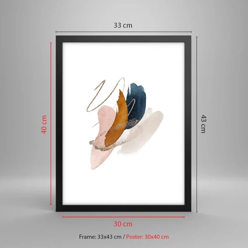 Poster in black frame - Composition with Wings - 30x40 cm