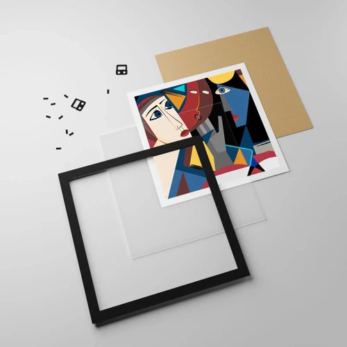 Poster in black frame - Conversation of Cubists - 40x40 cm