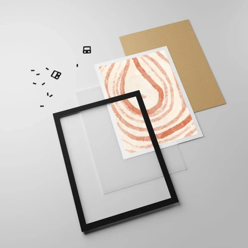 Poster in black frame - Coral Circles - Composition - 30x40 cm