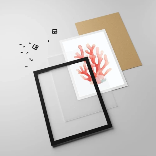 Poster in black frame - Coral Colour Colars - 50x70 cm