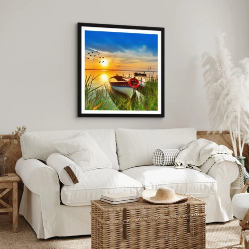 Poster in black frame - Cormorants Are Flying Away - 30x30 cm