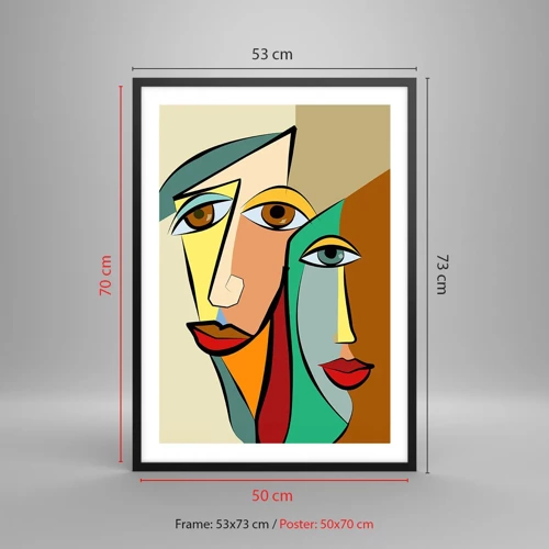 Poster in black frame - Cubist Couple - 50x70 cm