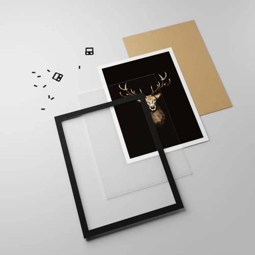 Poster in black frame - Cubist Deer - 50x70 cm