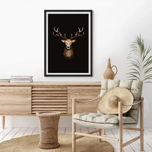 Poster in black frame - Cubist Deer - 50x70 cm