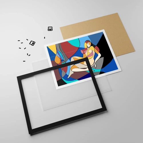 Poster in black frame - Cubist Nude - 100x70 cm