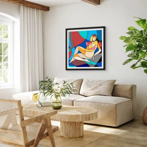 Poster in black frame - Cubist Nude - 30x30 cm