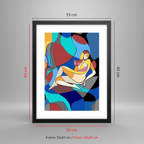 Poster in black frame - Cubist Nude - 30x40 cm