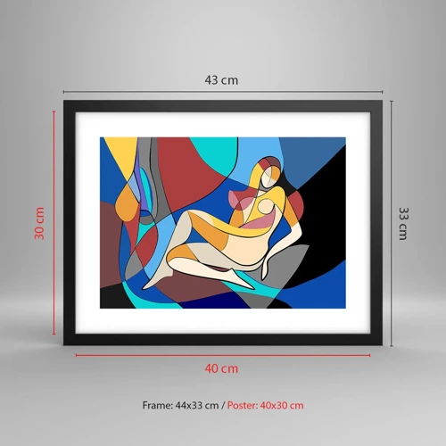 Poster in black frame - Cubist Nude - 40x30 cm