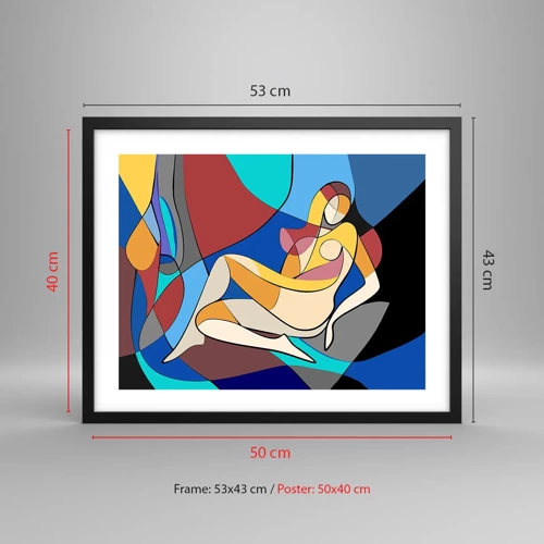 Poster in black frame - Cubist Nude - 50x40 cm