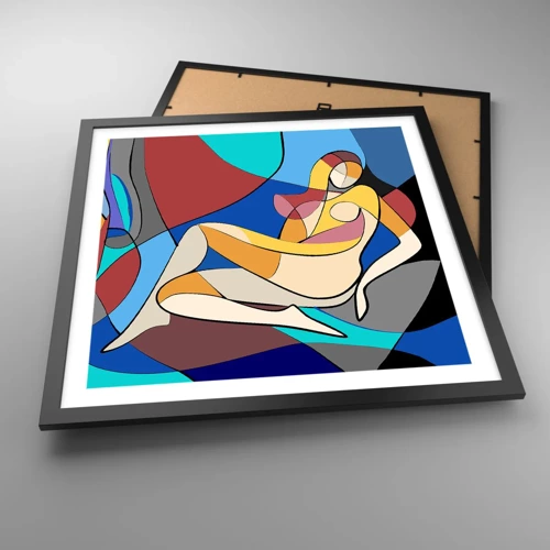 Poster in black frame - Cubist Nude - 50x50 cm