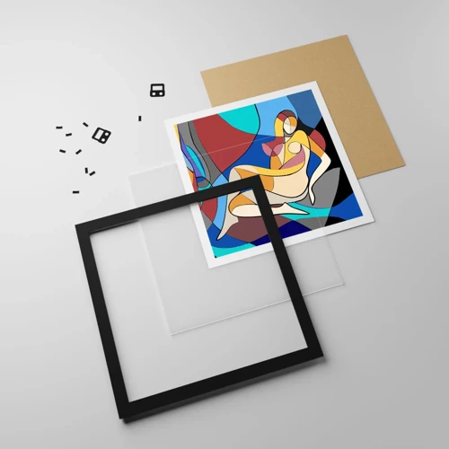 Poster in black frame - Cubist Nude - 50x50 cm