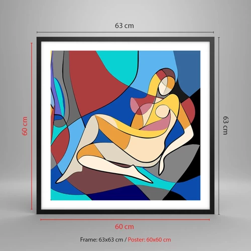 Poster in black frame - Cubist Nude - 60x60 cm