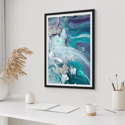 Poster in black frame - Currents of Blue - 50x70 cm