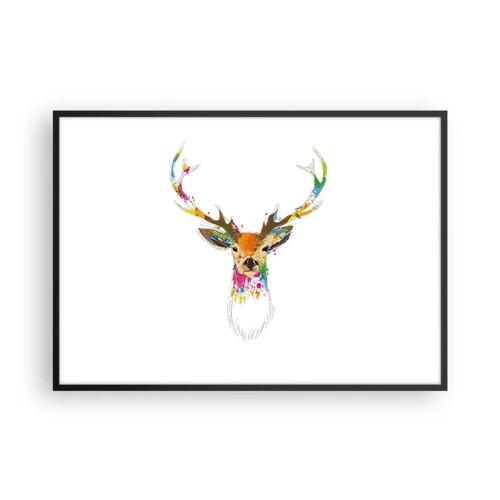 Poster in black frame - Deer Bathed in Colour - 100x70 cm