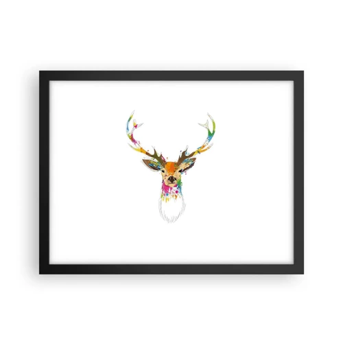 Poster in black frame - Deer Bathed in Colour - 40x30 cm