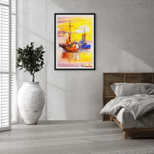 Poster in black frame - Deserved Rest in Port - 50x70 cm