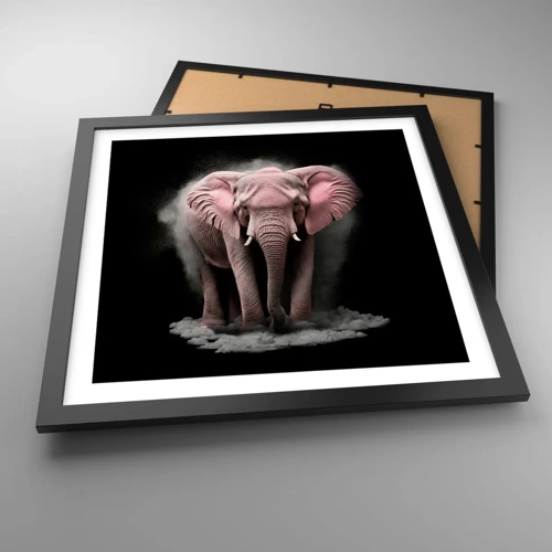 Poster in black frame - Don't Think About a Pink Elephant! - 40x40 cm