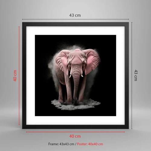 Poster in black frame - Don't Think About a Pink Elephant! - 40x40 cm