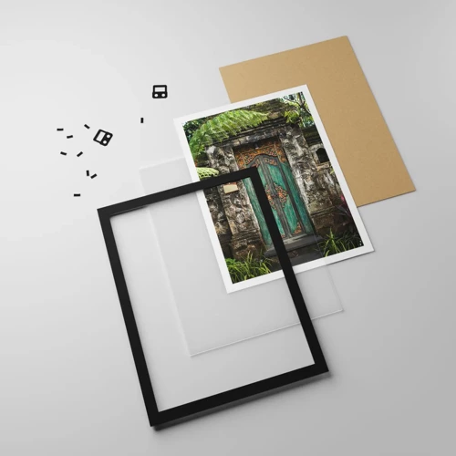 Poster in black frame - Door to Exotic World - 50x70 cm