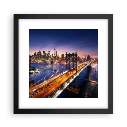 Poster in black frame - Down the Illuminated Bridge - 30x30 cm