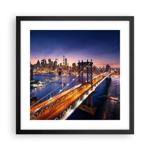 Poster in black frame - Down the Illuminated Bridge - 40x40 cm