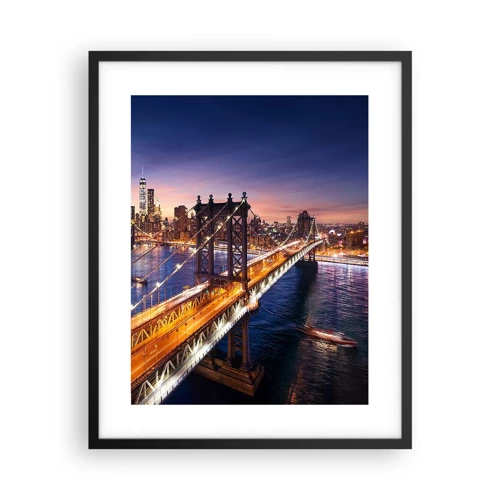 Poster in black frame - Down the Illuminated Bridge - 40x50 cm