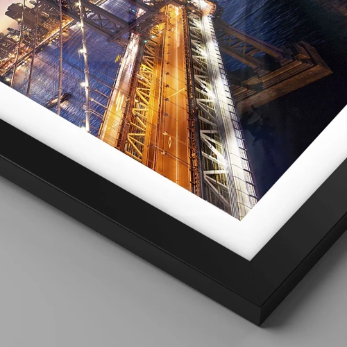 Poster in black frame - Down the Illuminated Bridge - 40x50 cm