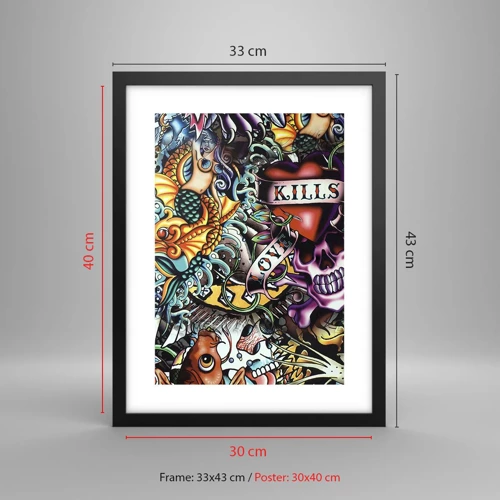 Poster in black frame - Dream of a Tattoo Artist - 30x40 cm