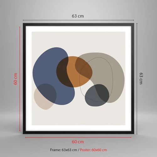 Poster in black frame - Drops of Colours - 60x60 cm