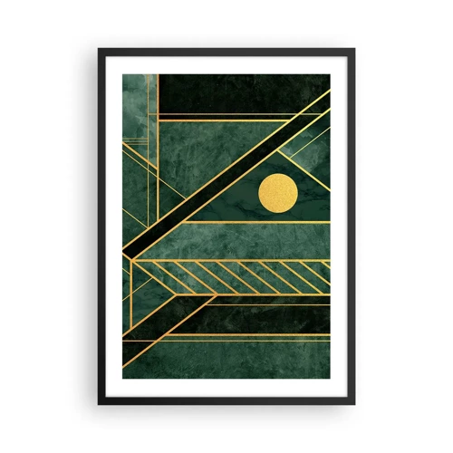 Poster in black frame - Dynamics of Gold and Azure - 50x70 cm