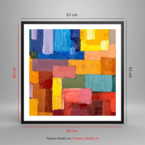 Poster in black frame - Each Different, All Colourful - 60x60 cm