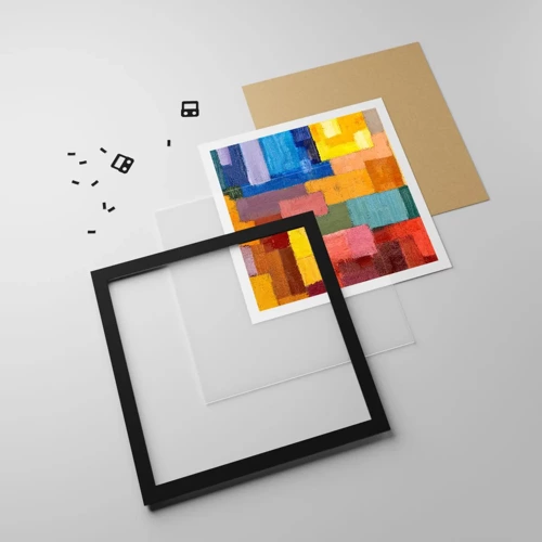 Poster in black frame - Each Different, All Colourful - 60x60 cm