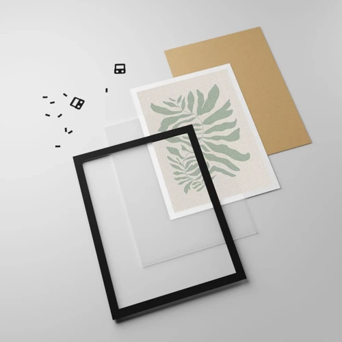 Poster in black frame - Emerald Branch - 50x70 cm