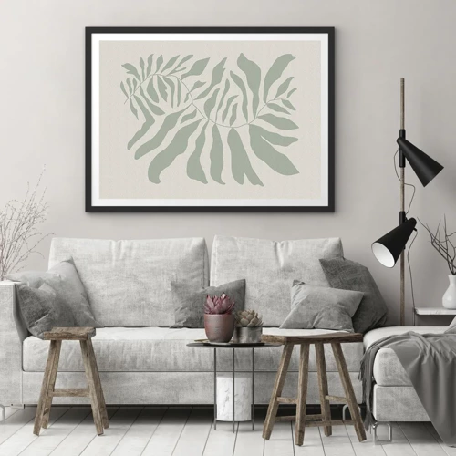 Poster in black frame - Emerald Branch - 70x50 cm