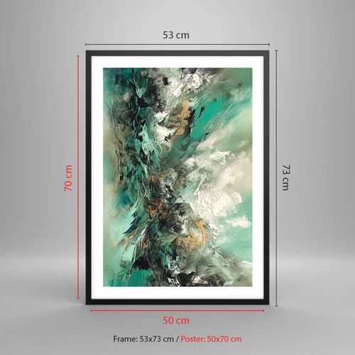 Poster in black frame - Emerald and Black Lump - 50x70 cm