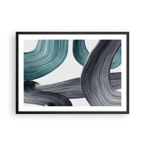 Poster in black frame - Emerald and Black Trails - 70x50 cm