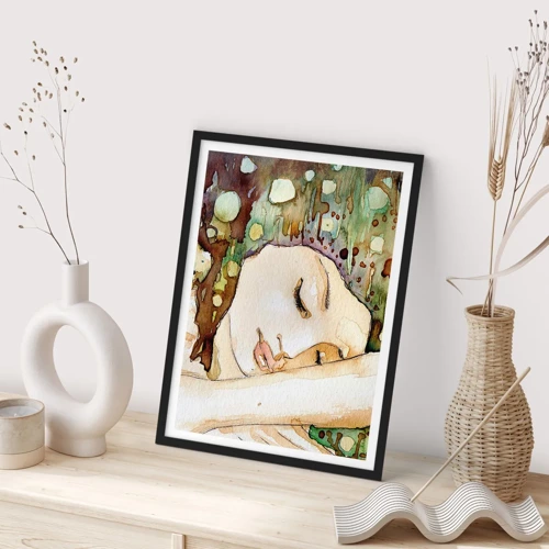 Poster in black frame - Emerald and Violet Dream - 50x70 cm