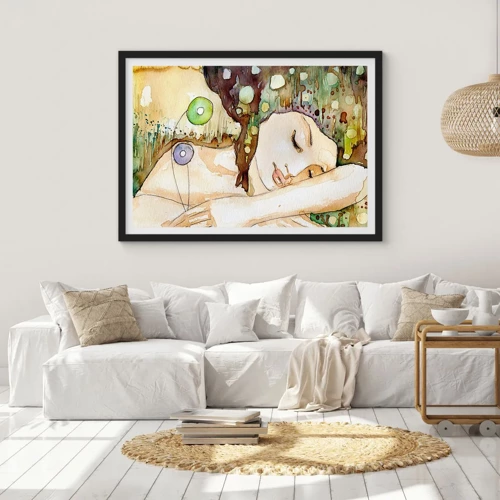Poster in black frame - Emerald and Violet Dream - 91x61 cm