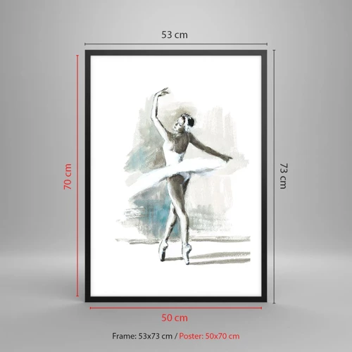 Poster in black frame - Enchanted into a Swan - 50x70 cm