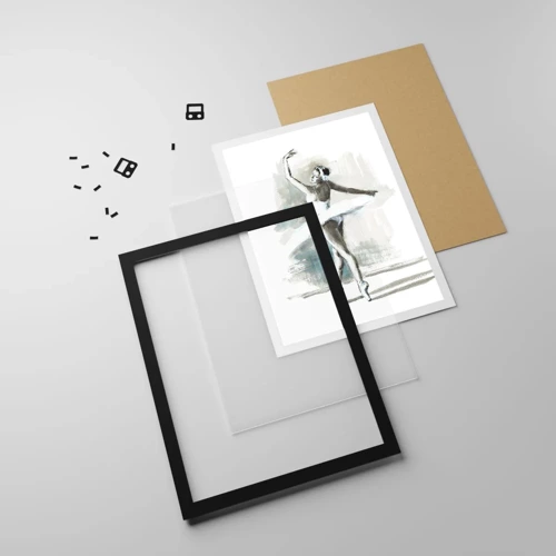 Poster in black frame - Enchanted into a Swan - 50x70 cm