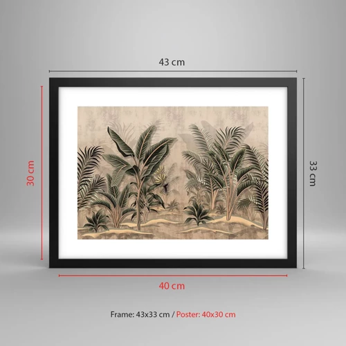 Poster in black frame - Engraving in Colonial Style - 40x30 cm