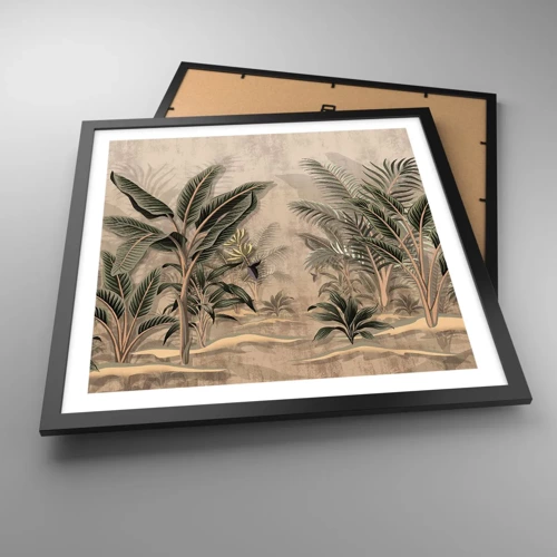 Poster in black frame - Engraving in Colonial Style - 50x50 cm