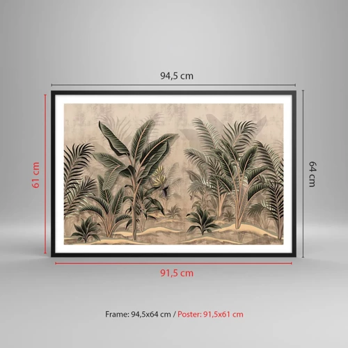 Poster in black frame - Engraving in Colonial Style - 91x61 cm