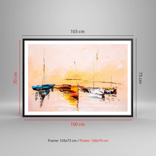 Poster in black frame - Evening at the Harbour - 100x70 cm