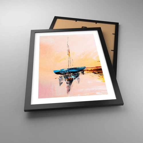 Poster in black frame - Evening at the Harbour - 30x40 cm