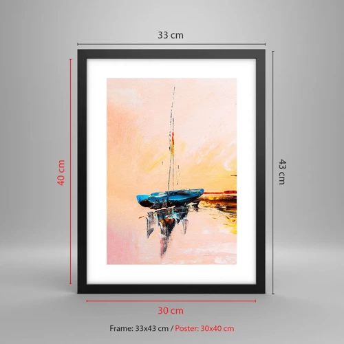 Poster in black frame - Evening at the Harbour - 30x40 cm