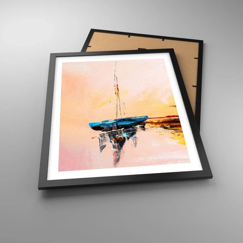 Poster in black frame - Evening at the Harbour - 40x50 cm