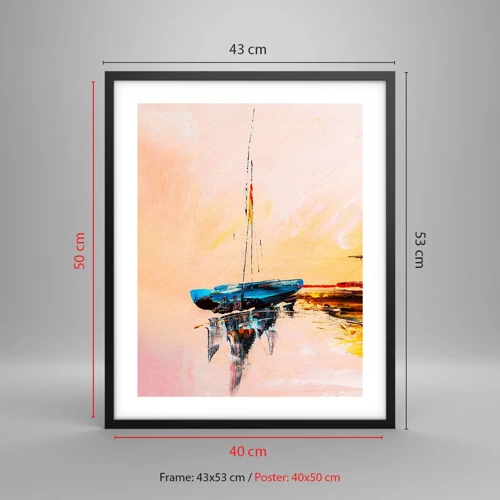 Poster in black frame - Evening at the Harbour - 40x50 cm