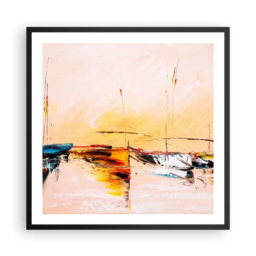 Poster in black frame - Evening at the Harbour - 60x60 cm