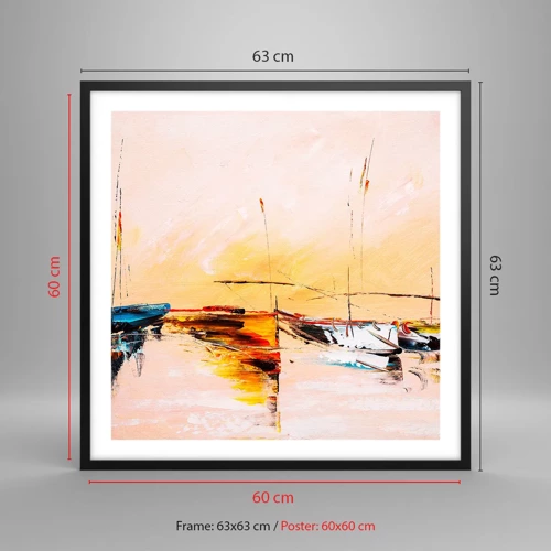 Poster in black frame - Evening at the Harbour - 60x60 cm